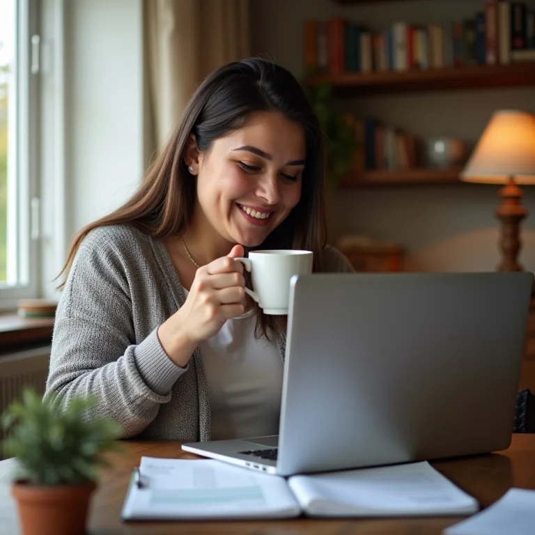 Mulher plus size atualizando planilha de gastos no Excel