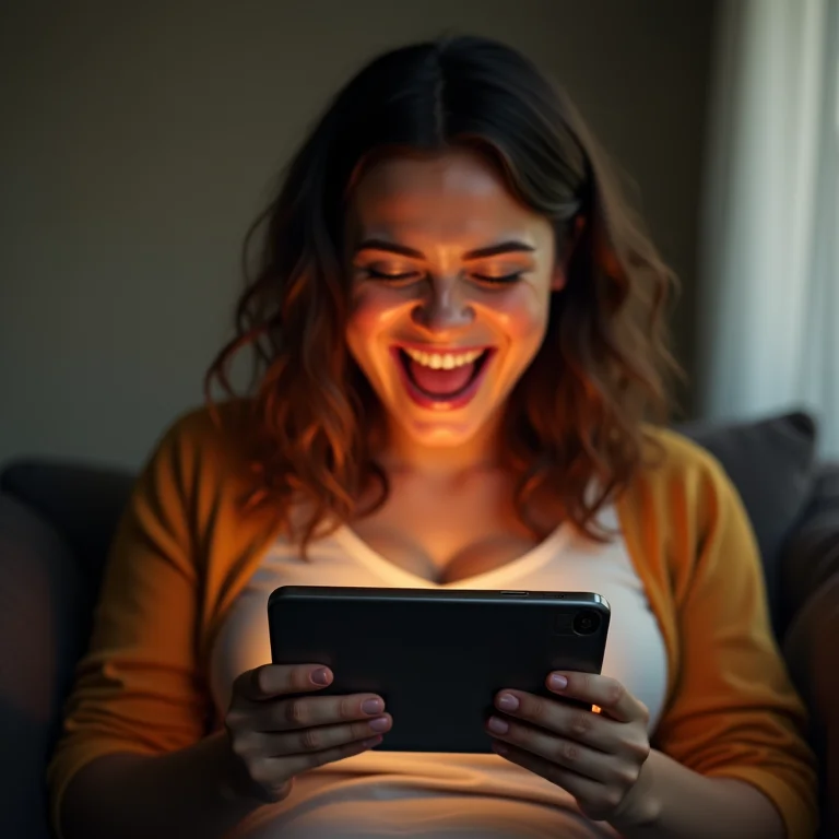 Mulher plus size jogando aventura point-and-click no PC