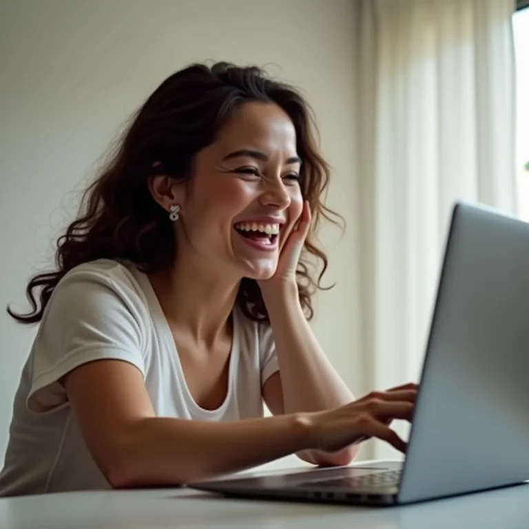 Mulher plus size navegando entre desktops virtuais