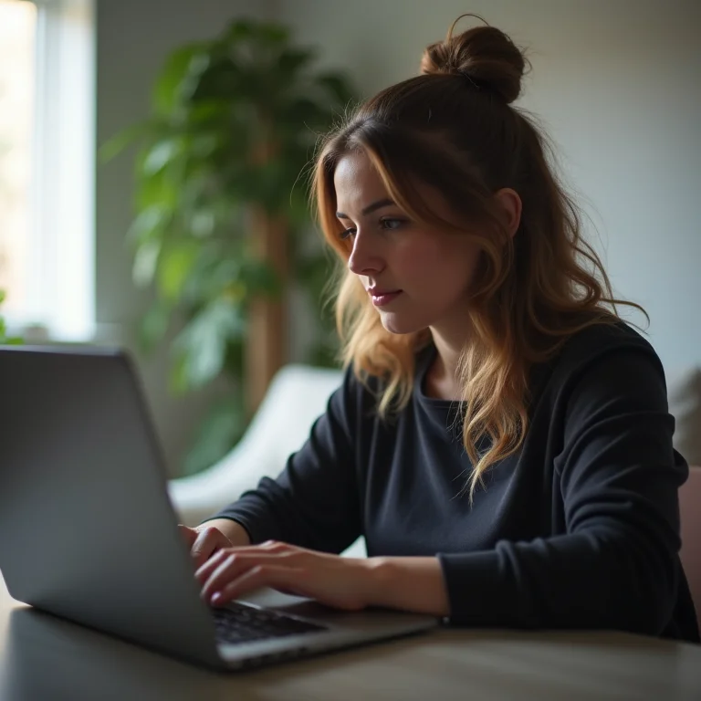 Mulher plus size usando software de recuperação de dados