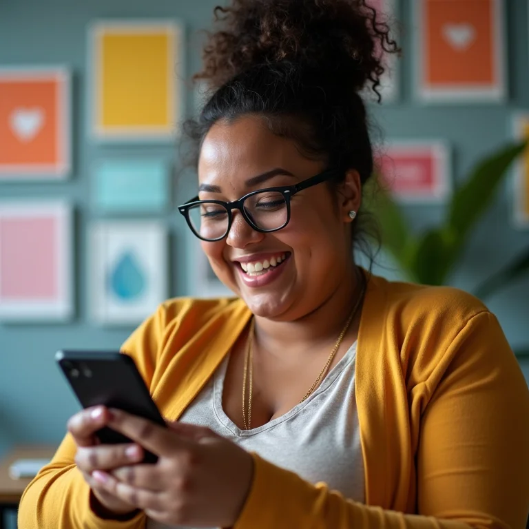 Mulher usando redes sociais para engajar com o público