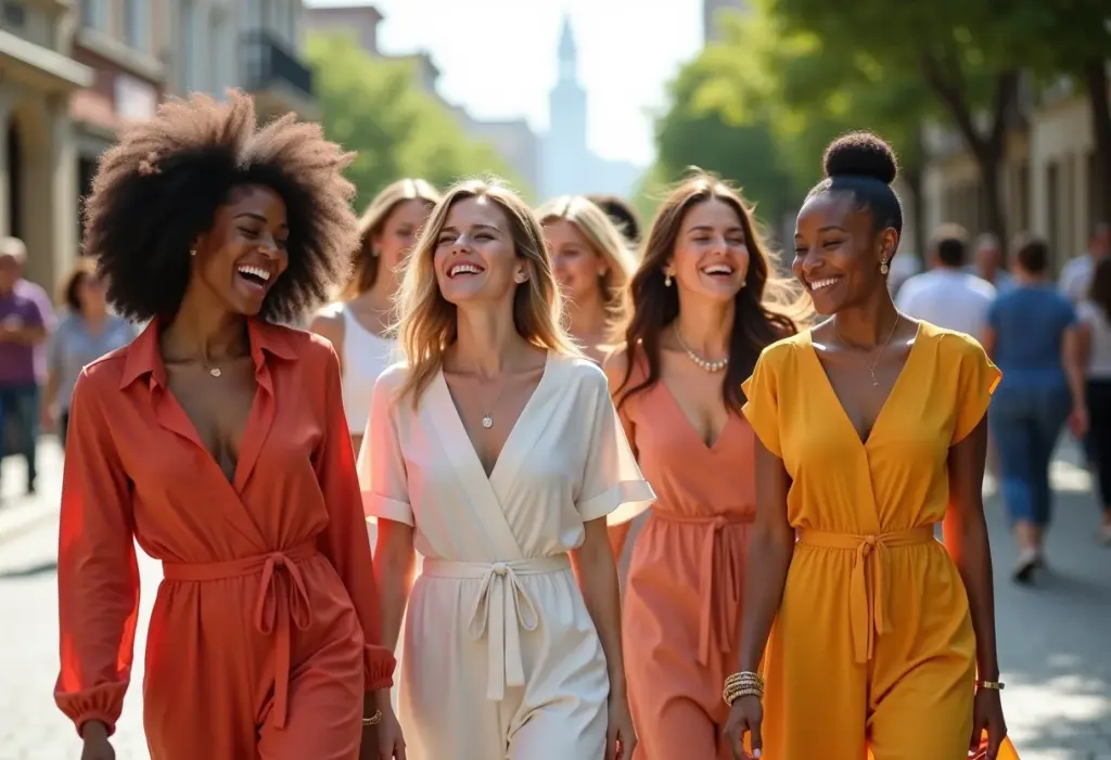 Mulheres estilosas usando looks monocromáticos vibrantes