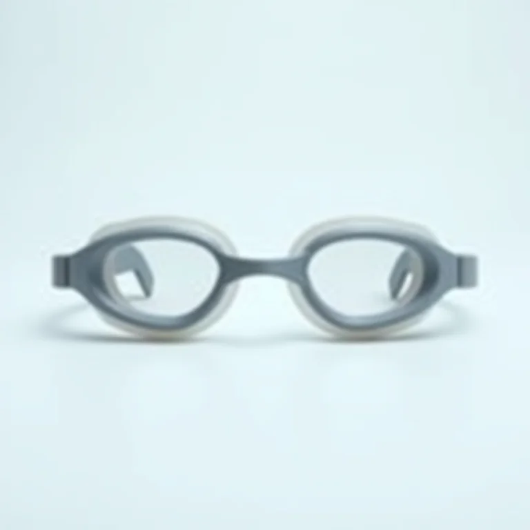 Óculos de natação sem tratamento anti-embaçante com a lente levemente embaçada.