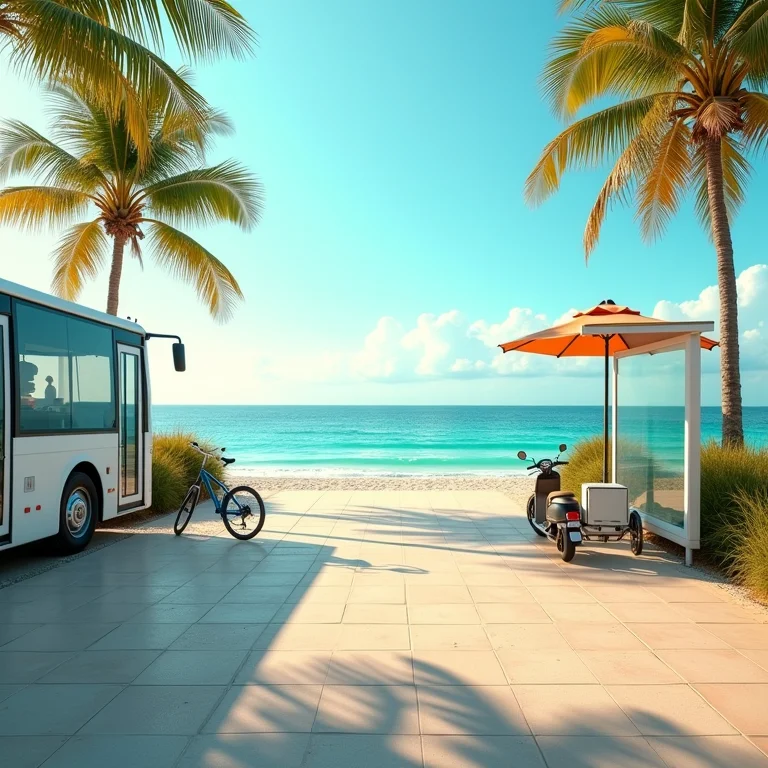Opções de transporte para chegar à praia