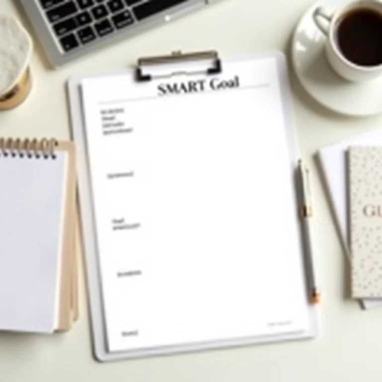 Organização de mesa com metas SMART para trabalho e estudo