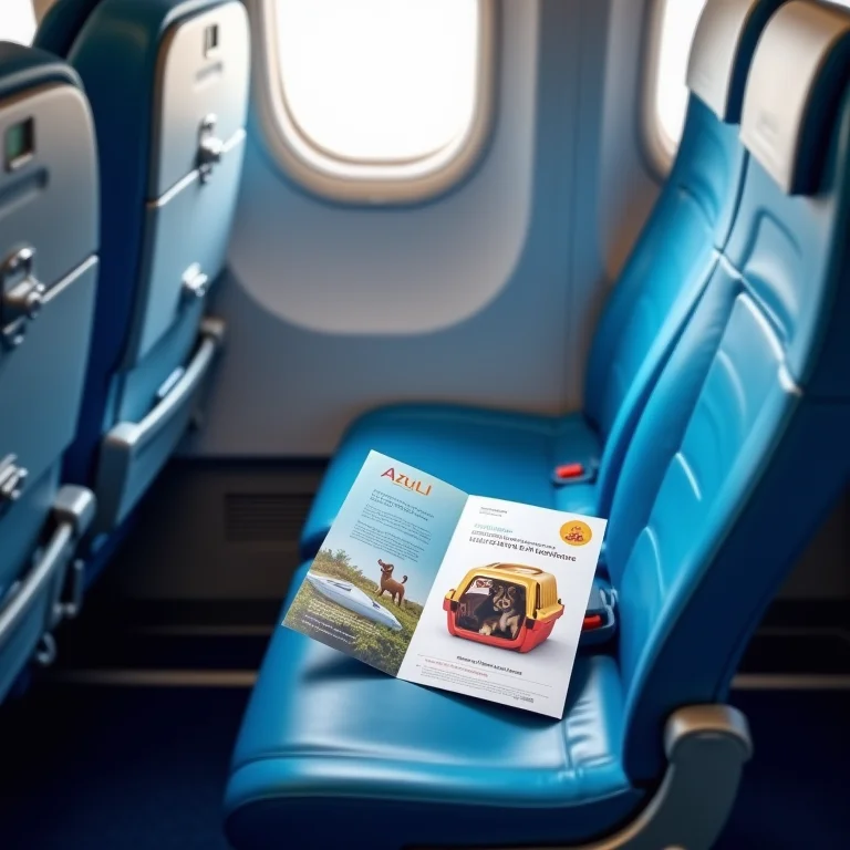 Panfleto informativo da Azul sobre viagem com animais de estimação.