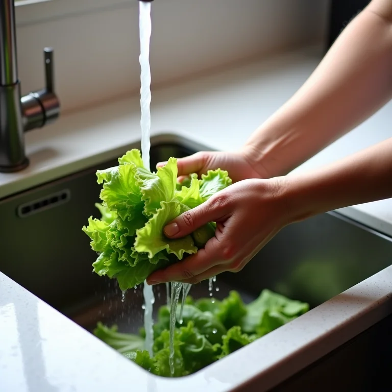 Passo a passo da higienização de alface.