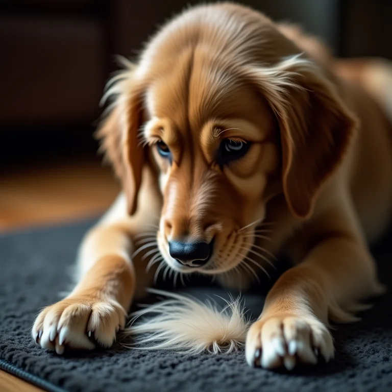 Pelo de cachorro em um tapete escuro