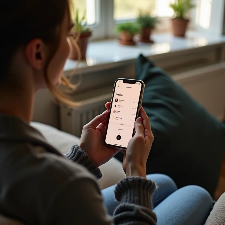 Pessoa usando app de meditação no smartphone.