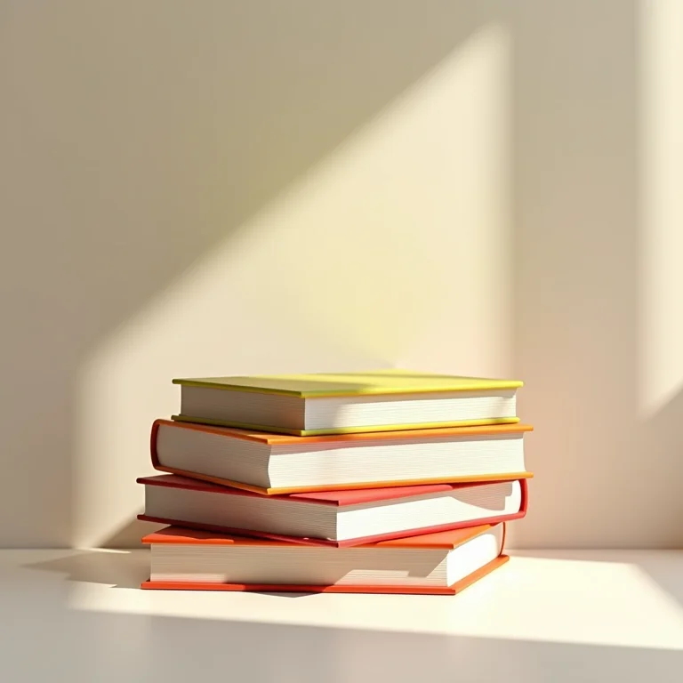 Pilha de livros organizados por cor