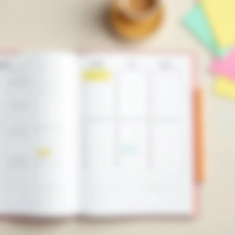 Planejador diário com horários e compromissos marcados