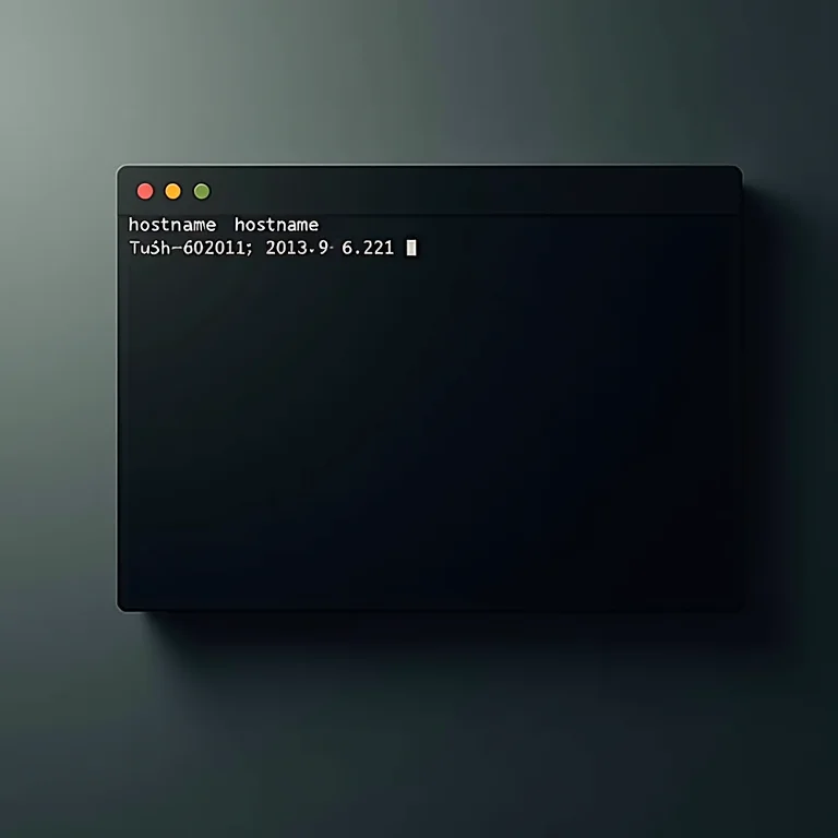 Prompt de Comando mostrando o resultado do comando 'hostname'.