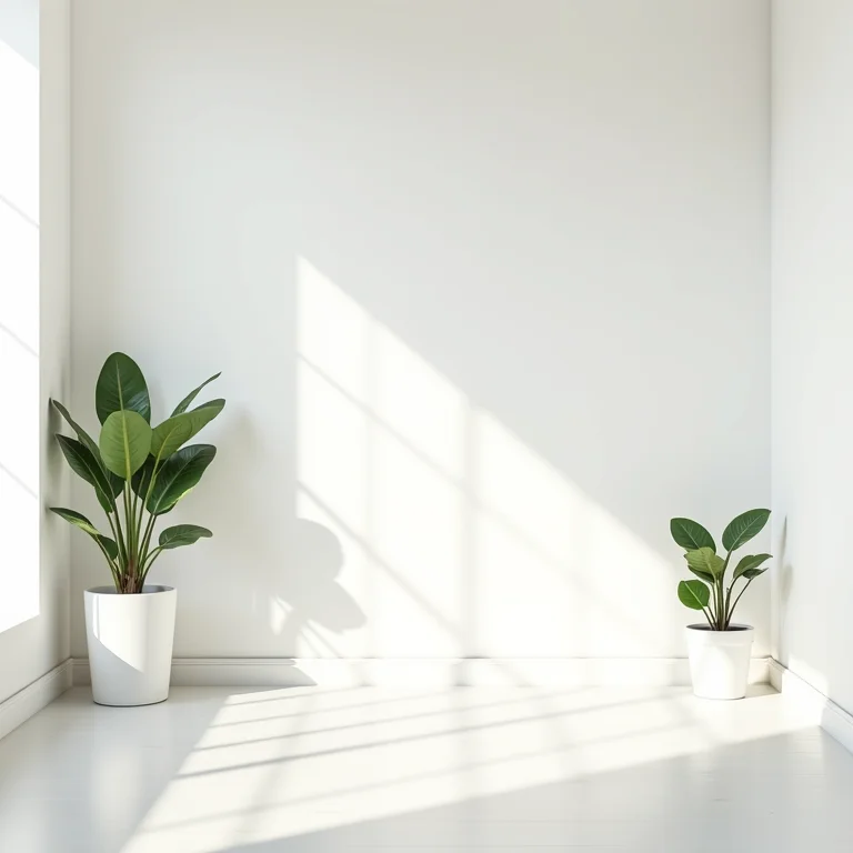 Sala de estar branca com design minimalista e iluminação suave