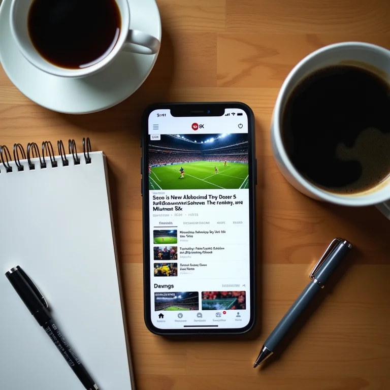 Smartphone mostrando notícias de futebol