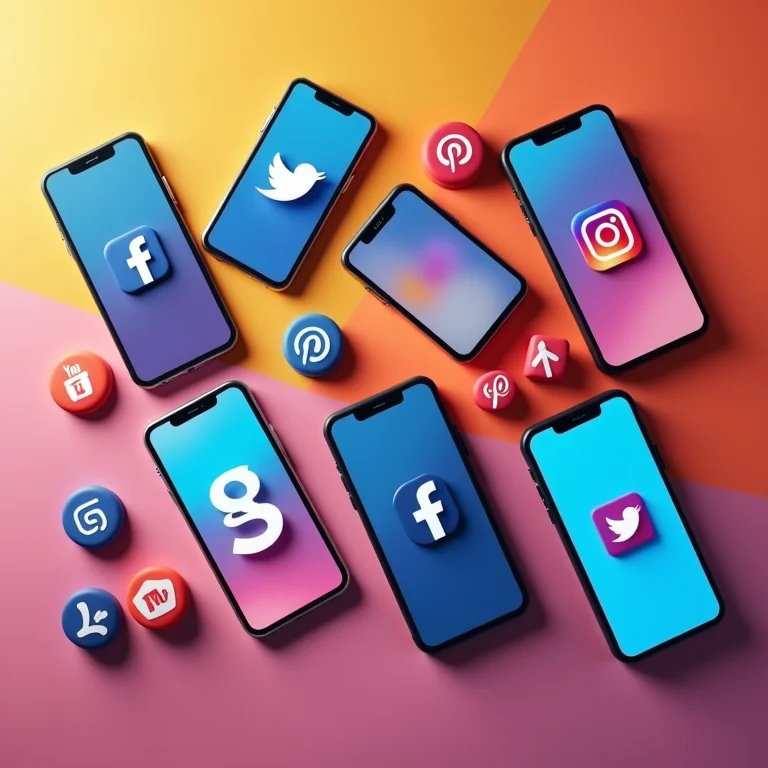 Smartphones exibindo logos de plataformas de redes sociais