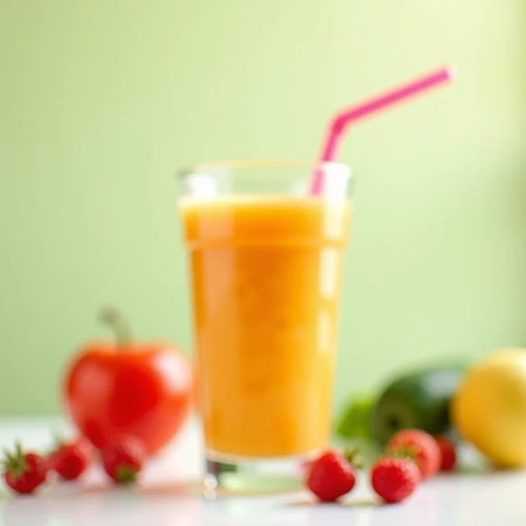 Smoothie de frutas e vegetais com canudo reutilizável