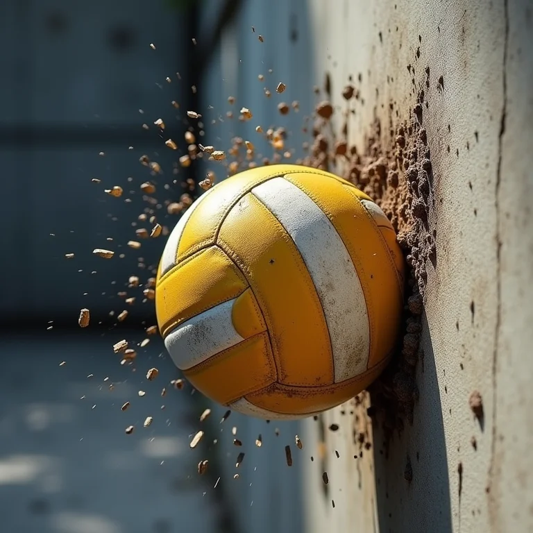 Teste de durabilidade de uma bola de vôlei profissional.