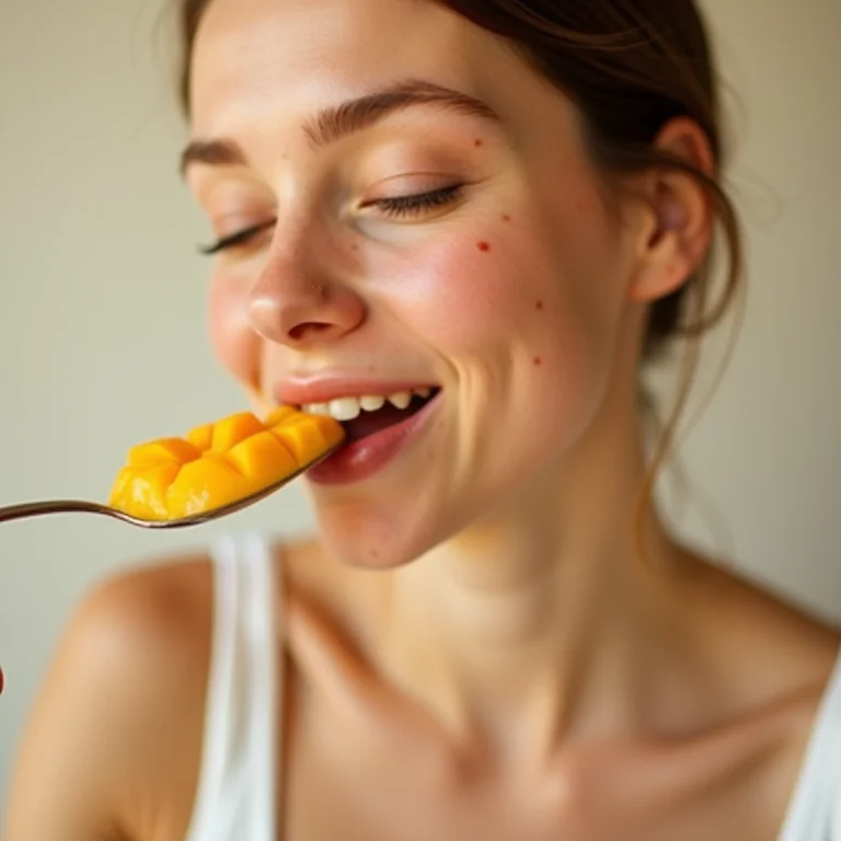 Teste de sabor da mistura de manga