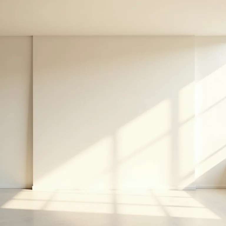 Teto pintado em cor clara em um ambiente minimalista