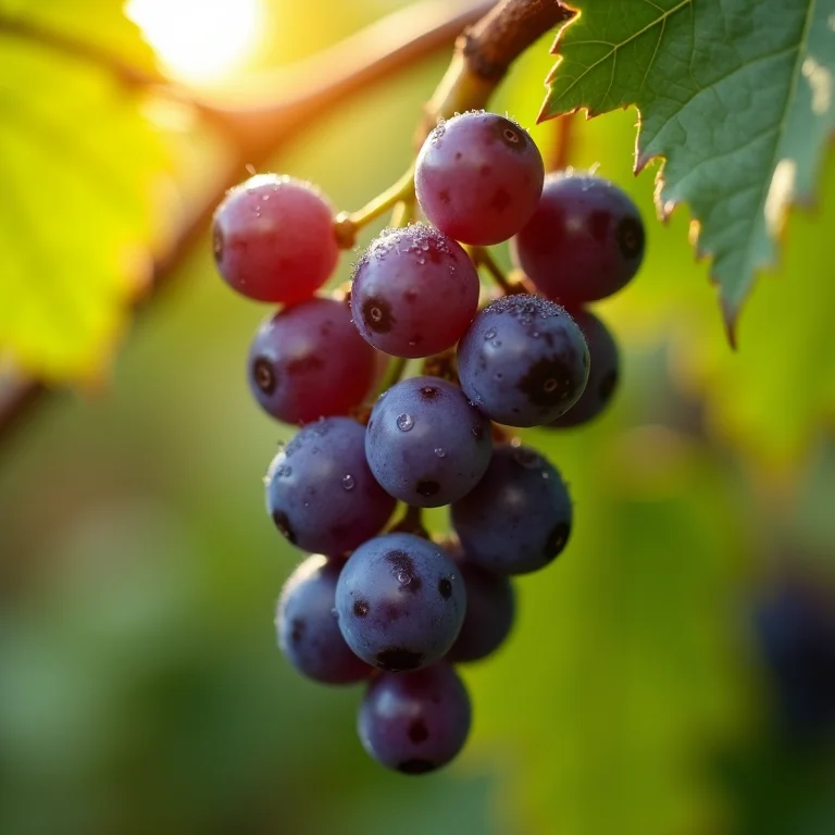Uvas maduras em um vinhedo no Vale dos Vinhedos