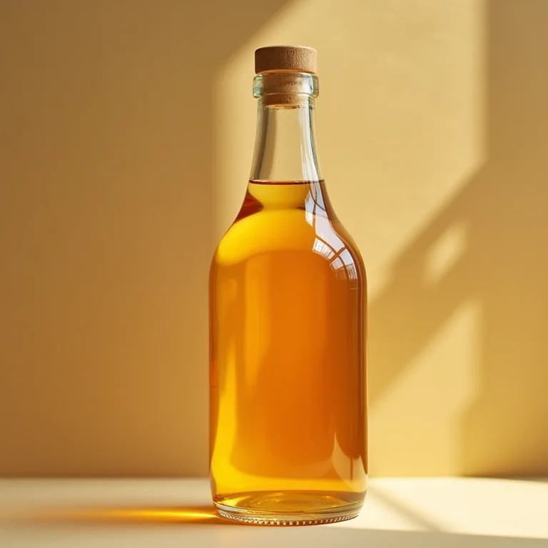 Vinagre de maçã em garrafa de vidro