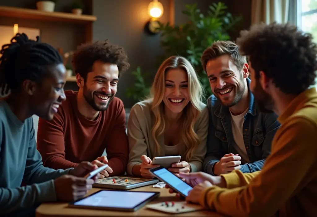Amigos se divertindo jogando jogos de tabuleiro online