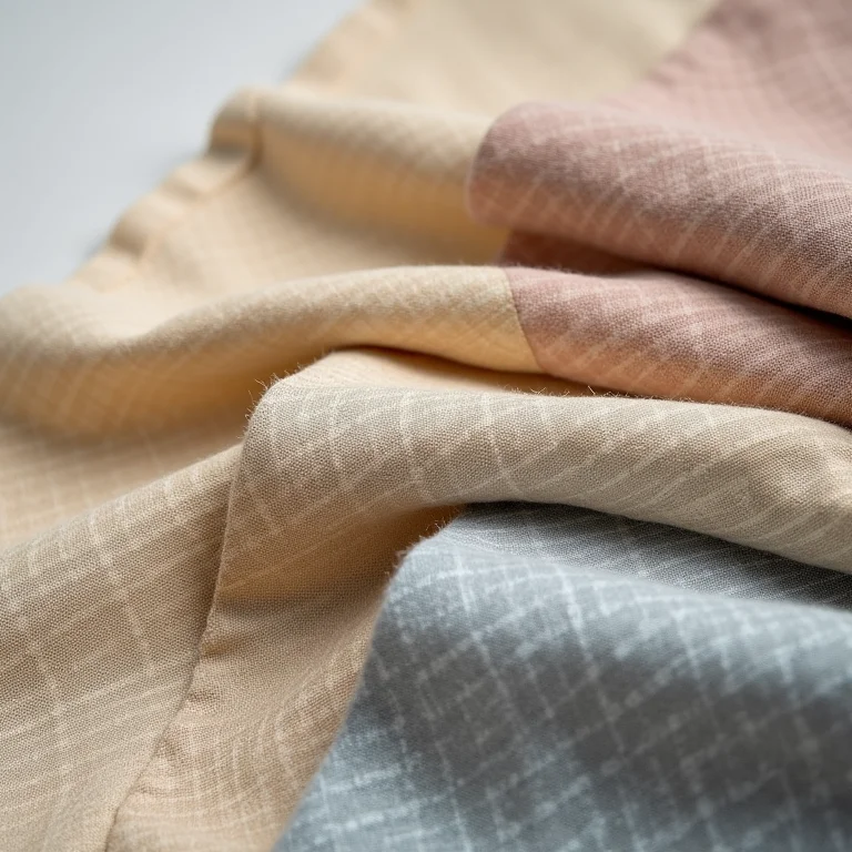 Amostras de tecido de sarja em diferentes tons