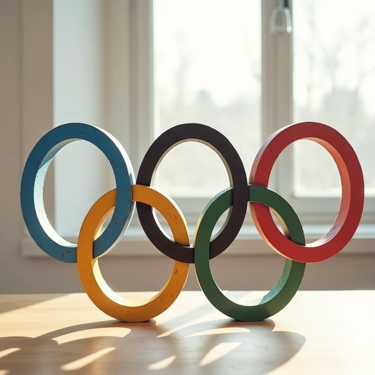 Anéis olímpicos texturizados em fundo minimalista