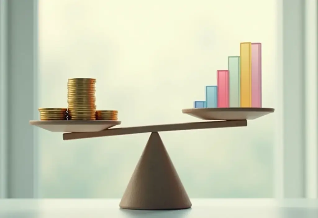 Balança representando Renda Fixa e Renda Variável