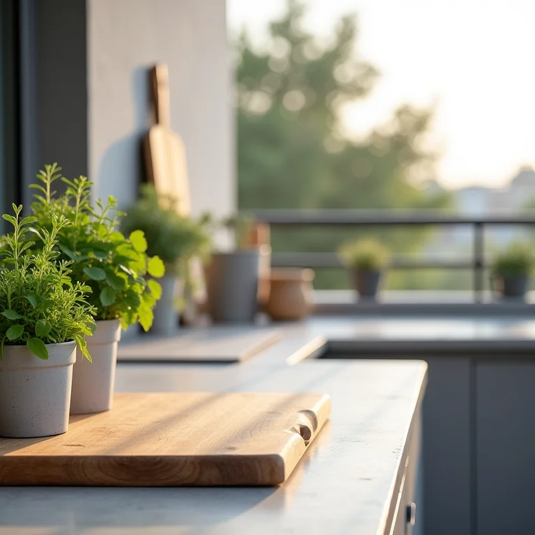 Bancada inteligente com espaço de preparo em varanda gourmet.