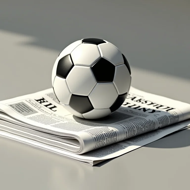 Bola de futebol e jornal The Athletic