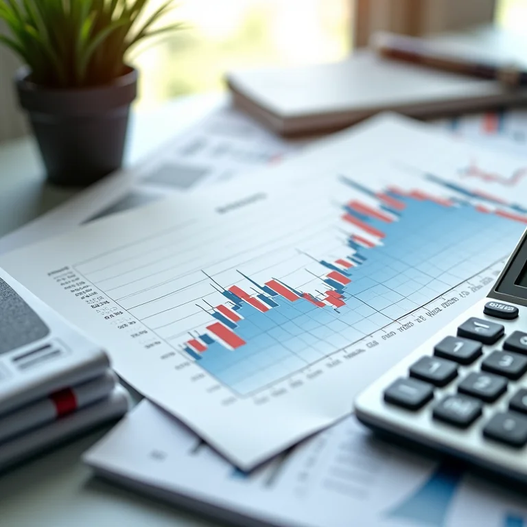 Bolsa de valores representada por tabuleiro, jornal e calculadora