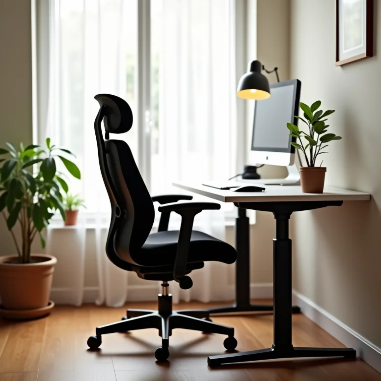 Cadeira ergonômica e mesa ajustável para home office pequeno