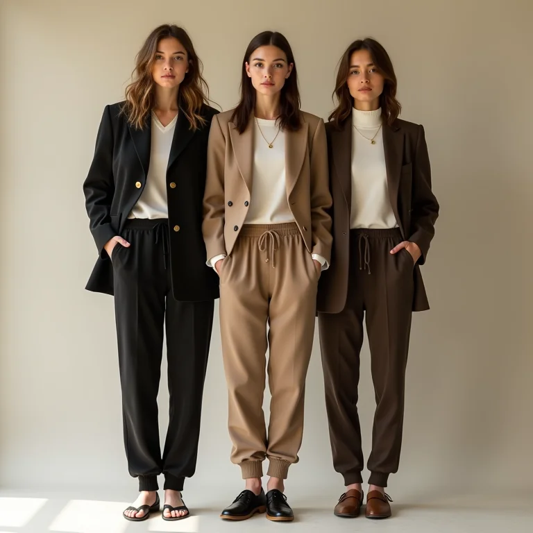 Calça jogger com blazers e casacos sofisticados