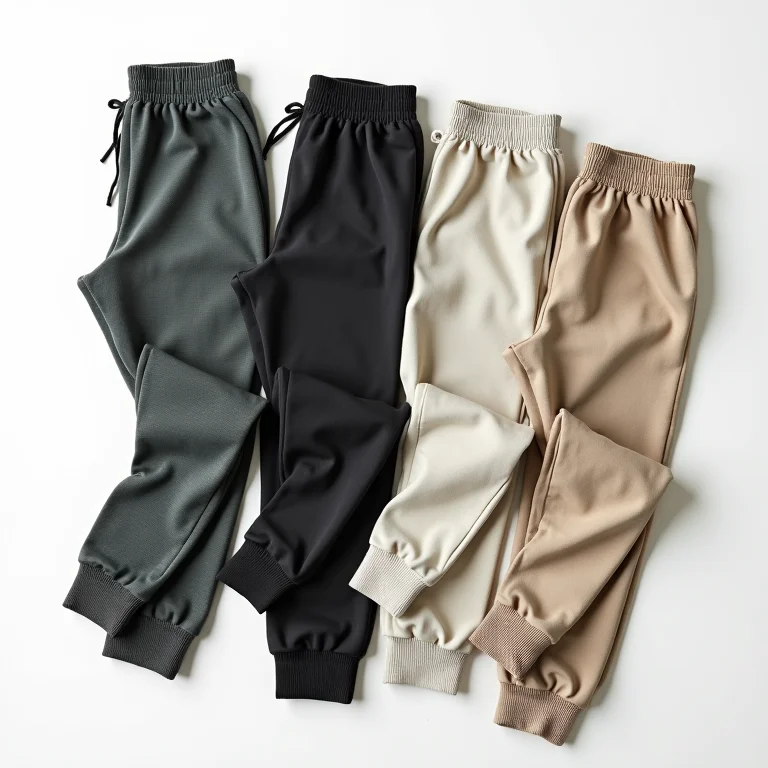 Calças jogger de diferentes tecidos e estilos