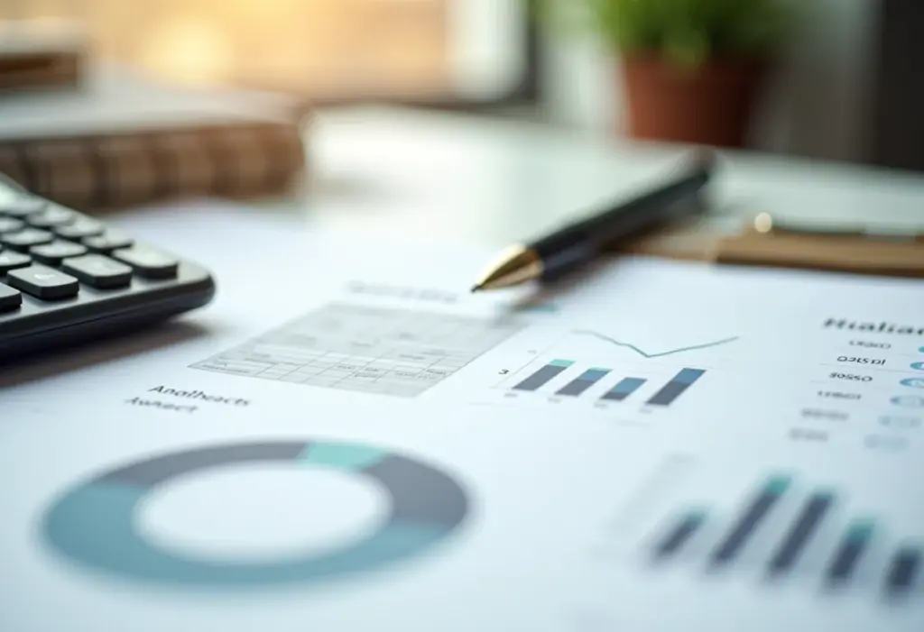 Pró Labore: Guia SIMPLES para calcular o salário dos sócios Calculadora, documentos financeiros e caneta sobre mesa organizada representando o cálculo do Pró Labore