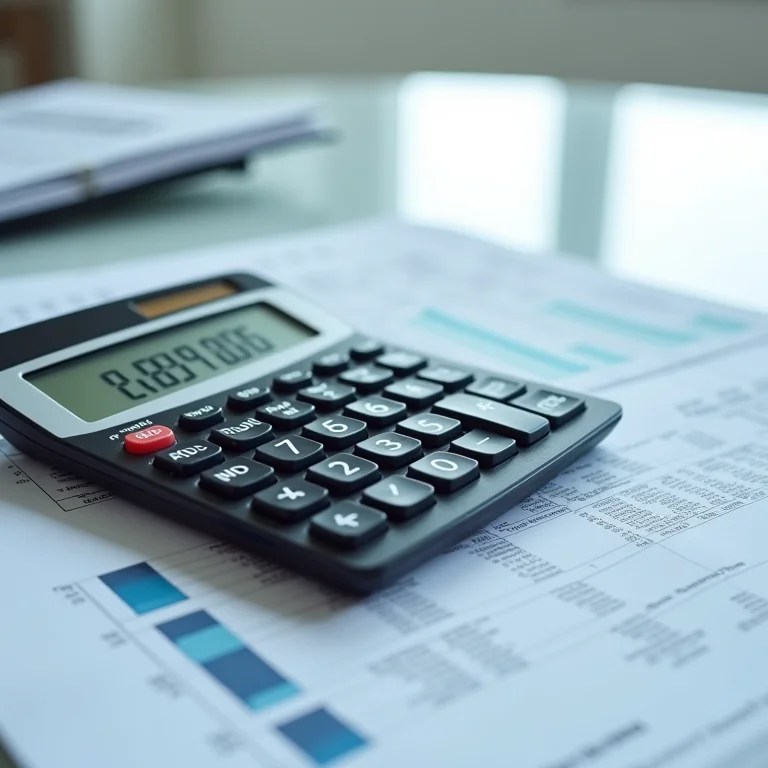 Calculadora e planilhas financeiras representando o recálculo de impostos do MEI