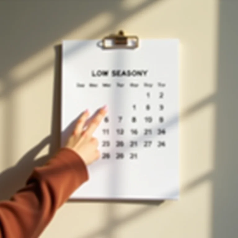 Calendário mostrando datas de baixa temporada para viagens