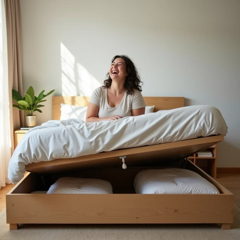 Cama com espaço de armazenamento otimizado