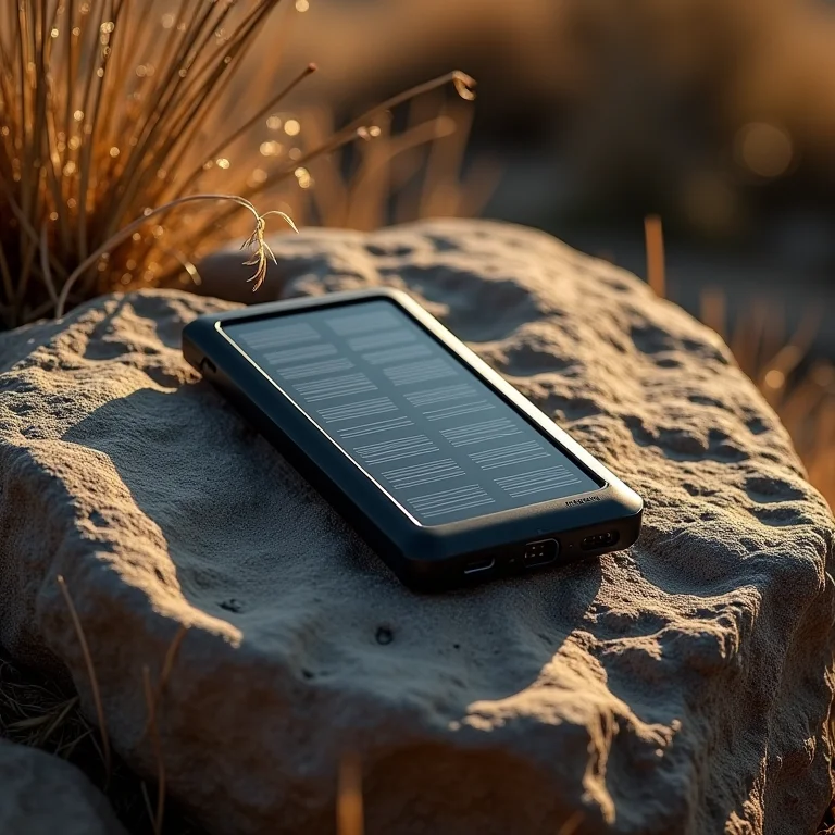 Carregador portátil solar em ambiente natural