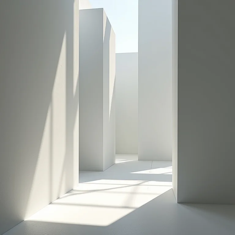 Cenário com design angular e sombras exageradas, representando o filme O Gabinete do Dr. Caligari.