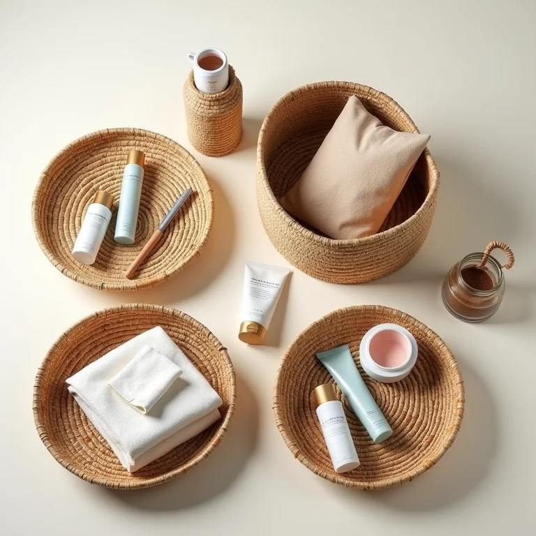 Cestos de palha como organizadores.