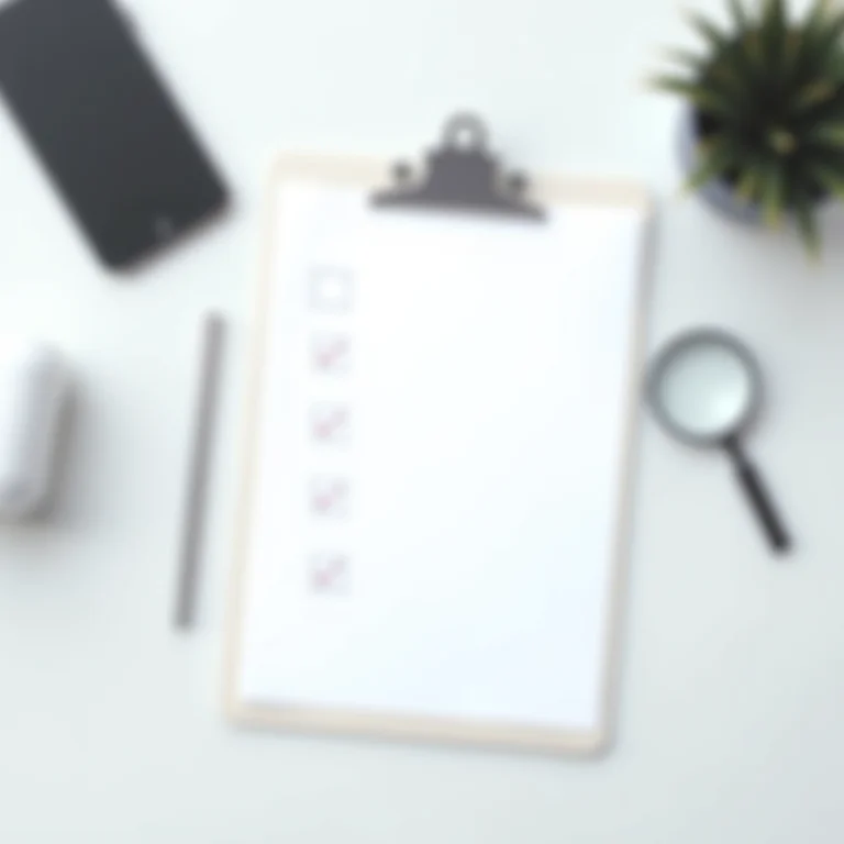 Checklist de avaliação de eletrônicos usados com lupa e gadgets.