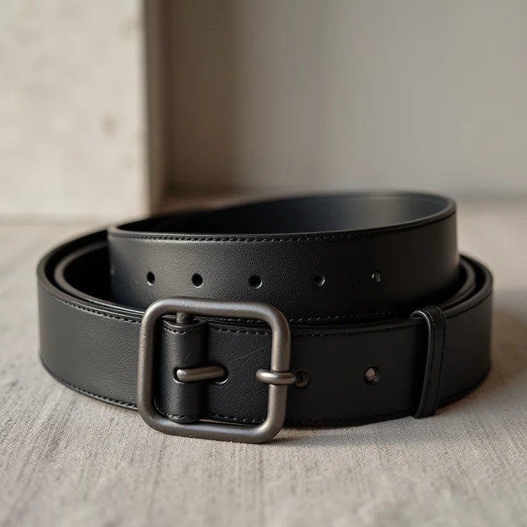 Cintos escuros em um flat lay