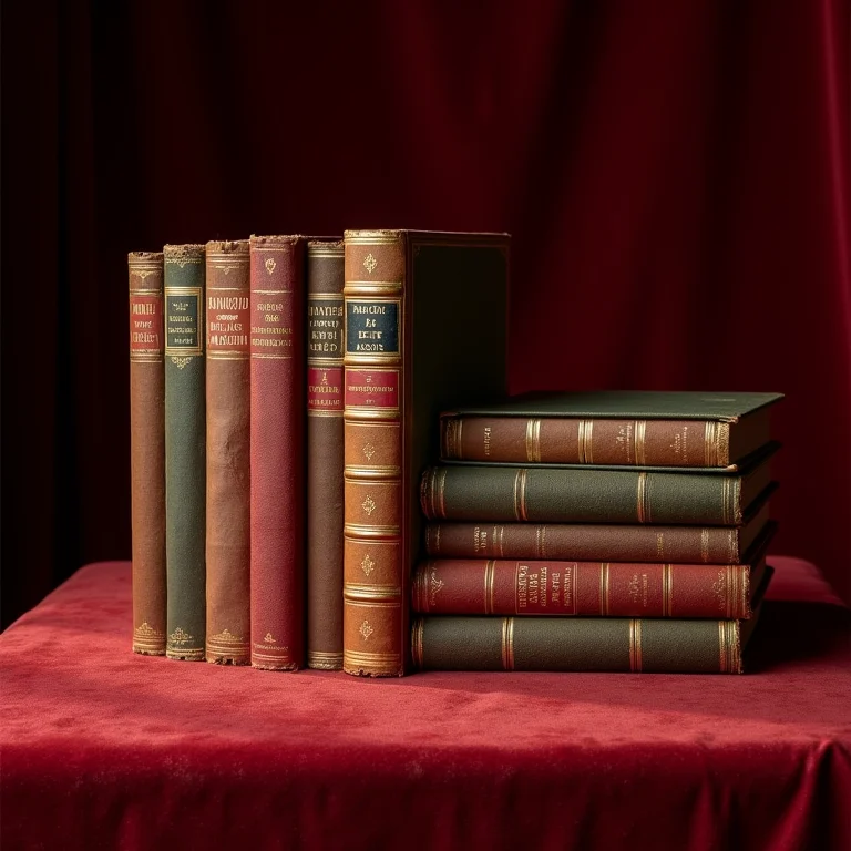 Coleção de livros de Machado de Assis em uma superfície aveludada.