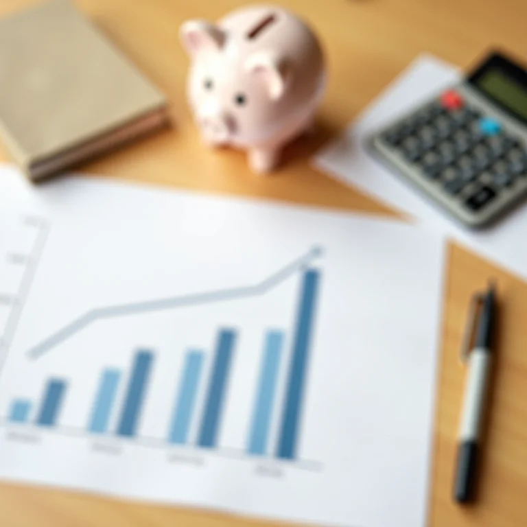 Conceito de independência financeira com objetos em mesa organizada