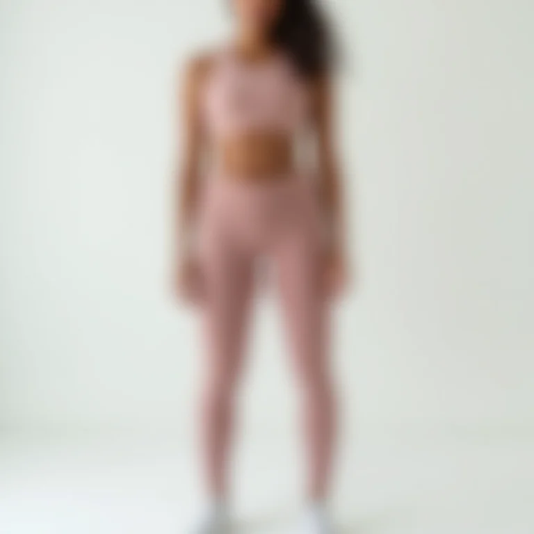 Conjunto de roupa de ginástica com design minimalista.