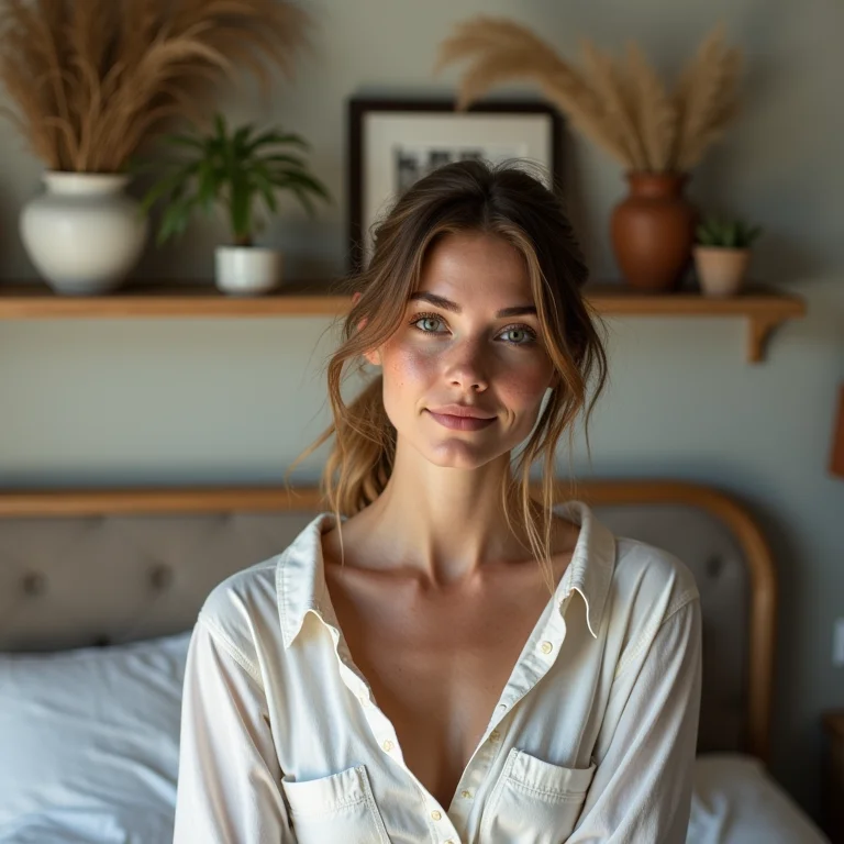 Decoração criativa em prateleiras acima da cama