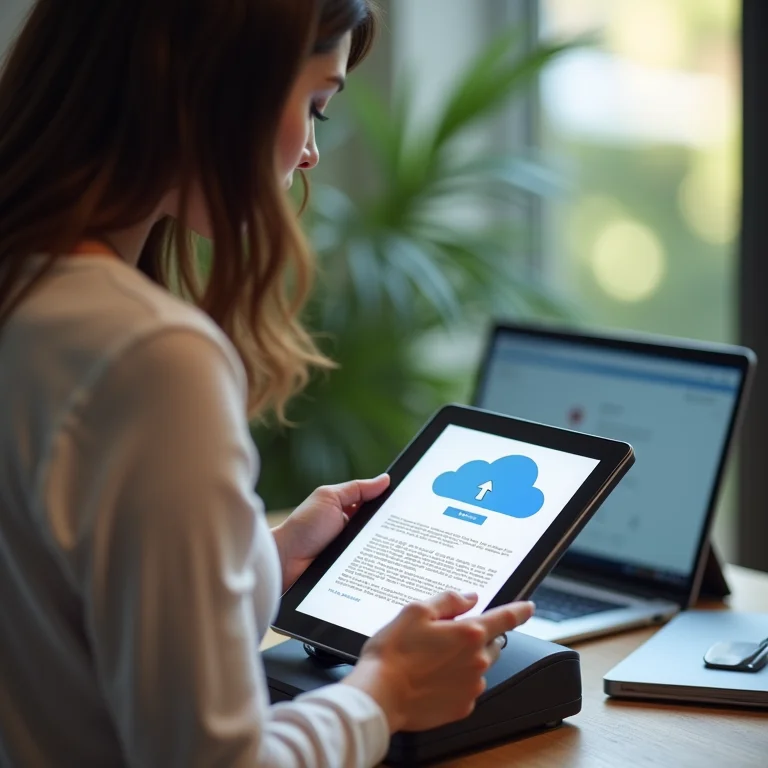 Digitalização de documentos físicos para a nuvem.