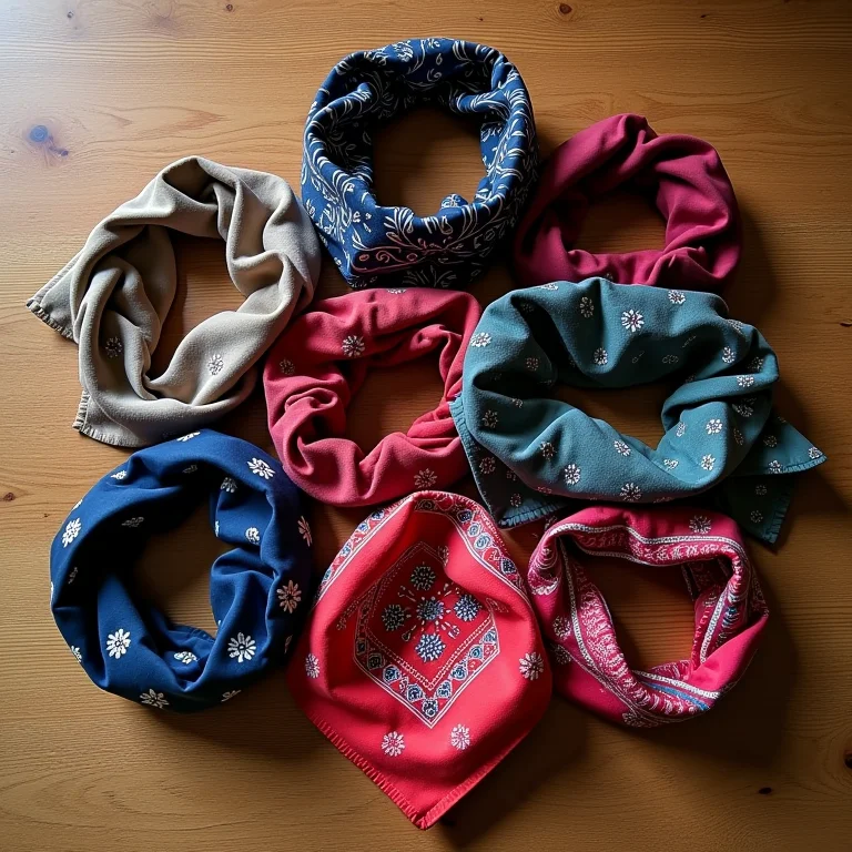 Diversas bandanas e headbands com diferentes estampas e texturas.